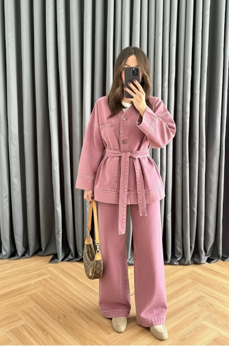 V Yakalı Denim Takım CANDY