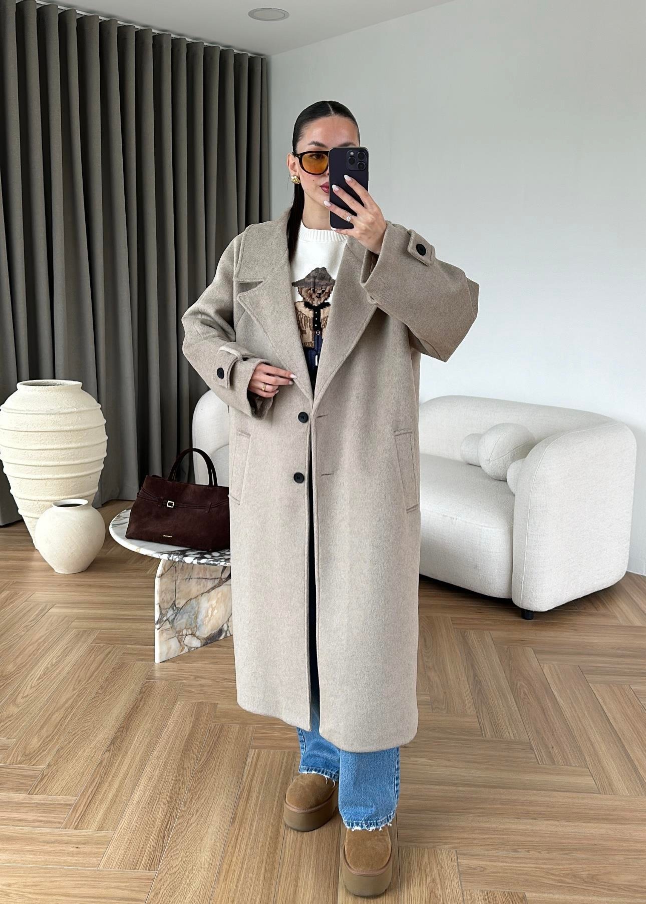 İki Düğmeli Kuşaklı Kaban VİZON